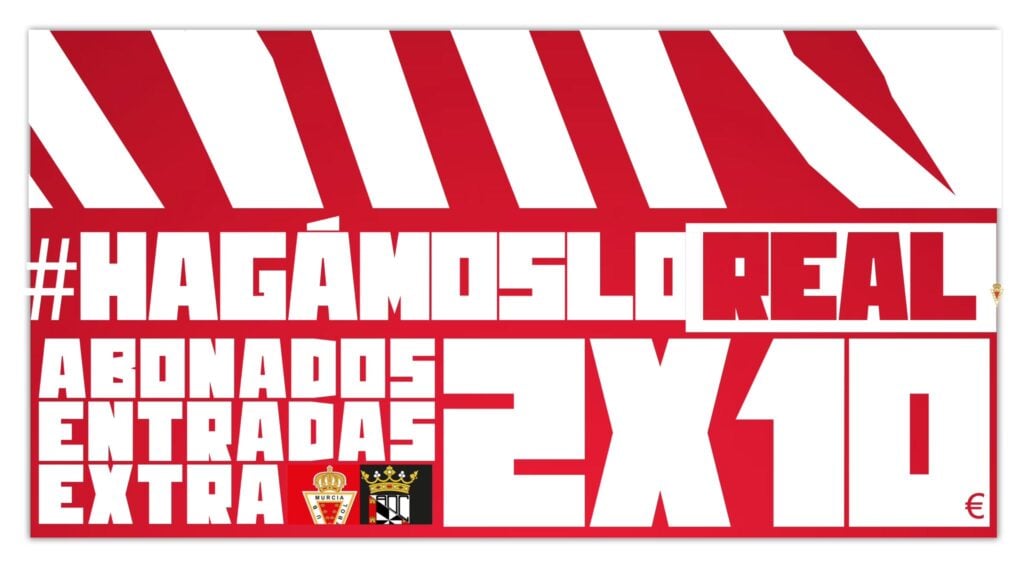 “Hagámoslo Real” 2 entradas X 10€ extra para los abonados en el Real Murcia – Ceuta