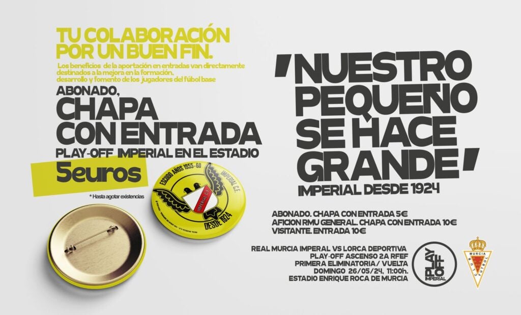 ¡APOYA AL IMPERIAL EN EL PLAYOFF COMPRANDO TU CHAPA MÁS ENTRADA POR 5 EUROS!