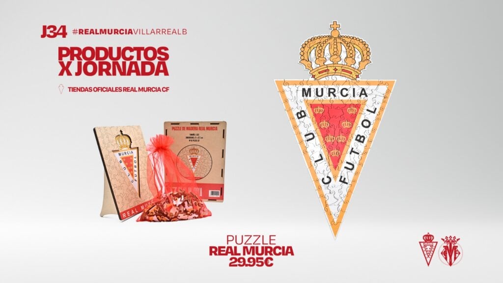 Nuevo producto exclusivo por jornada: puzzle de madera del escudo del Real Murcia