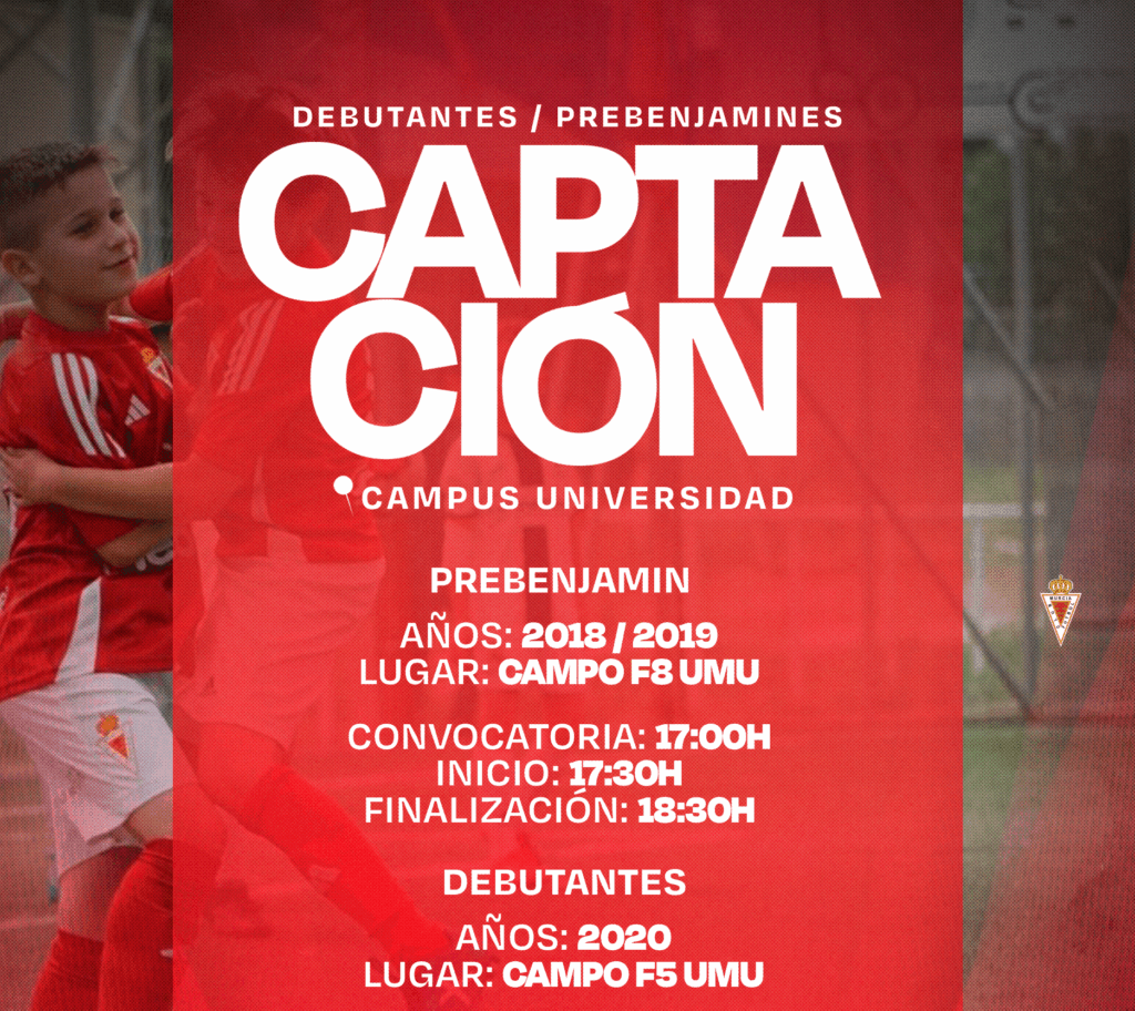 Captación para Prebenjamines y Debutantes! Buscamos nuevas promesas para el Real Murcia