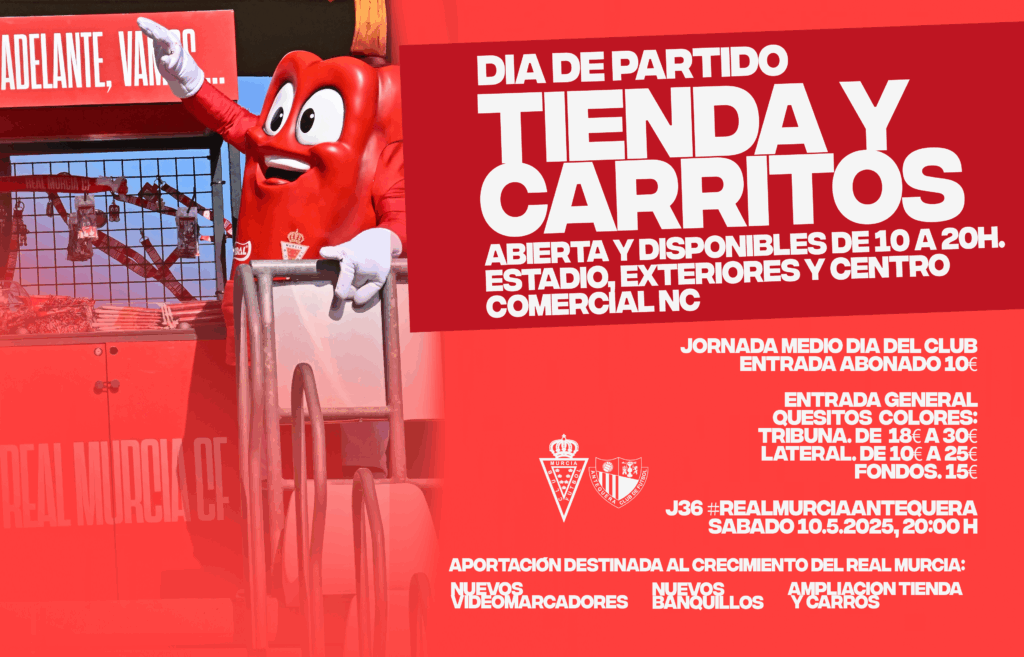 ¡Día de Partido! Tienda y carritos disponibles de 10:00 a 20:00 horas