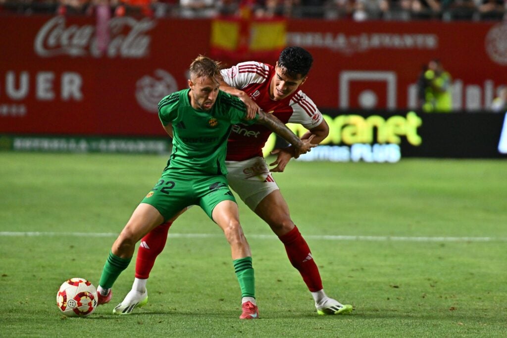 Imagen del partido entre el Real Murcia y el Nàstic de Tarragona