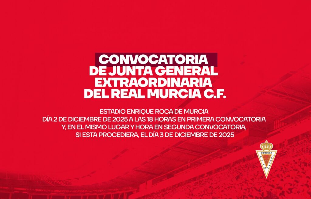 Hoy primera convocatoria de Junta General Extraordinaria del Real Murcia C.F.