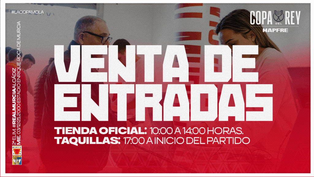 Información de venta de entradas en Tienda Oficial y Taquillas para el encuentro de Copa del Rey ante el Cádiz C.F.
