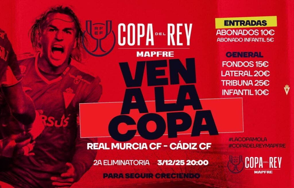¡Ven a la Copa del Rey! ¡Real Murcia-Cádiz con entradas para abonados a 10 euros!