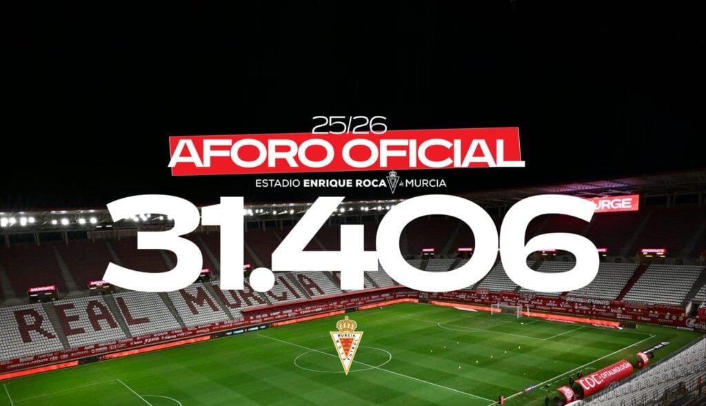 El Estadio Enrique Roca de Murcia alcanza un aforo oficial de 31.406 espectadores