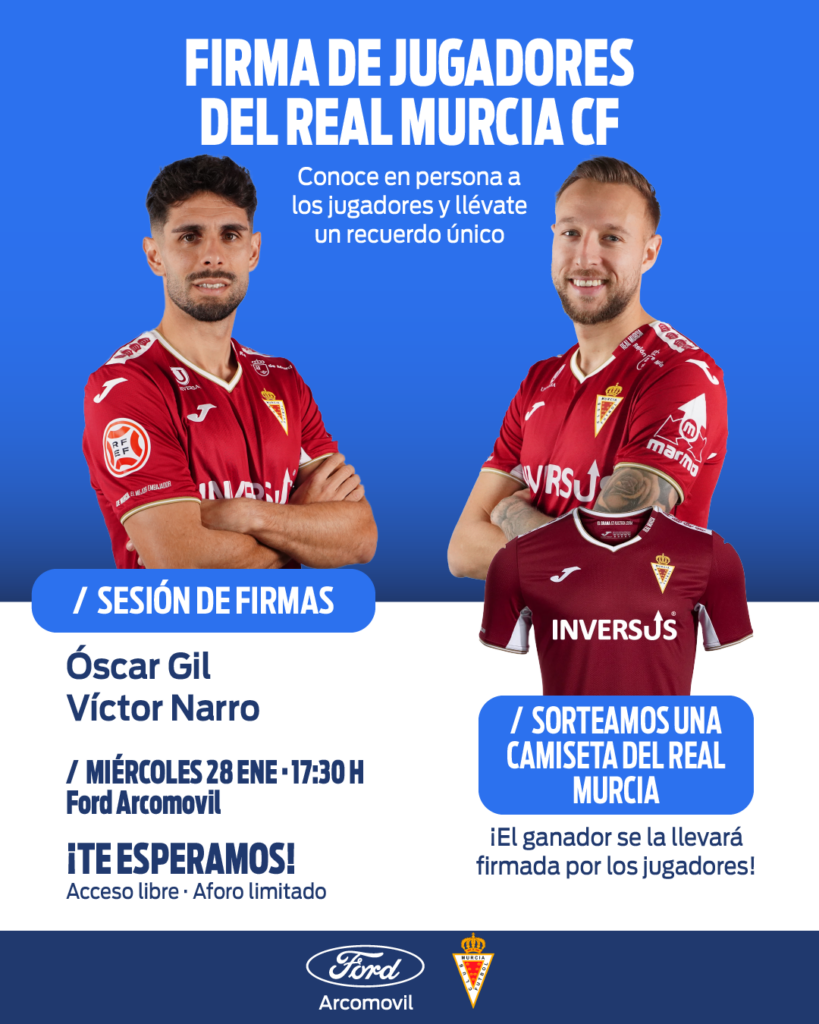 Firma de autógrafos del Real Murcia en Ford Arcomóvil con sorteo de una camiseta oficial