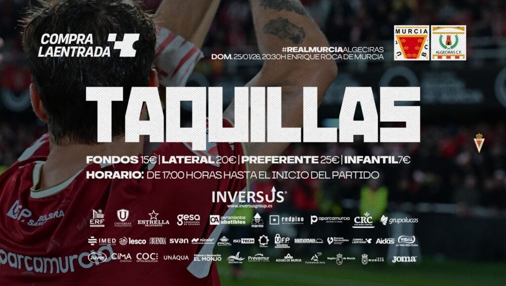 Venta de entradas y horario de taquillas para el Real Murcia – Algeciras C.F.