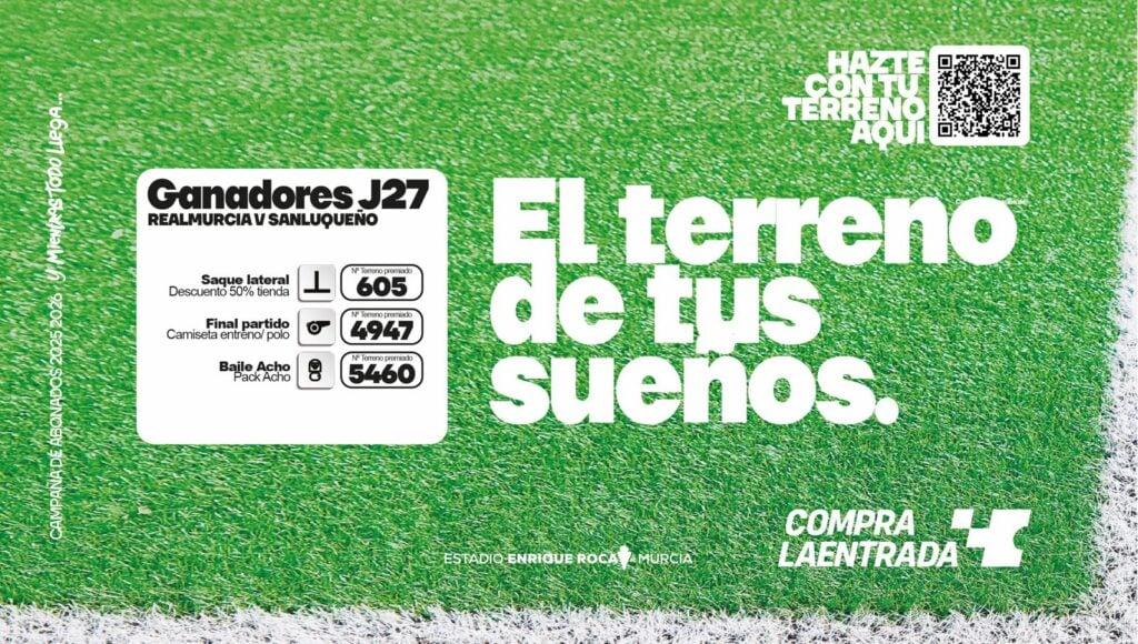 Consulta los terrenos de tus sueños premiados tras el Real Murcia – Sanluqueño