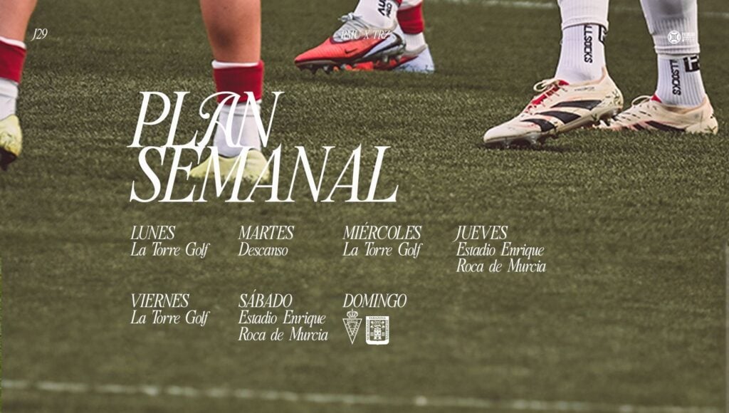 Plan semanal del Real Murcia para preparar la jornada 29