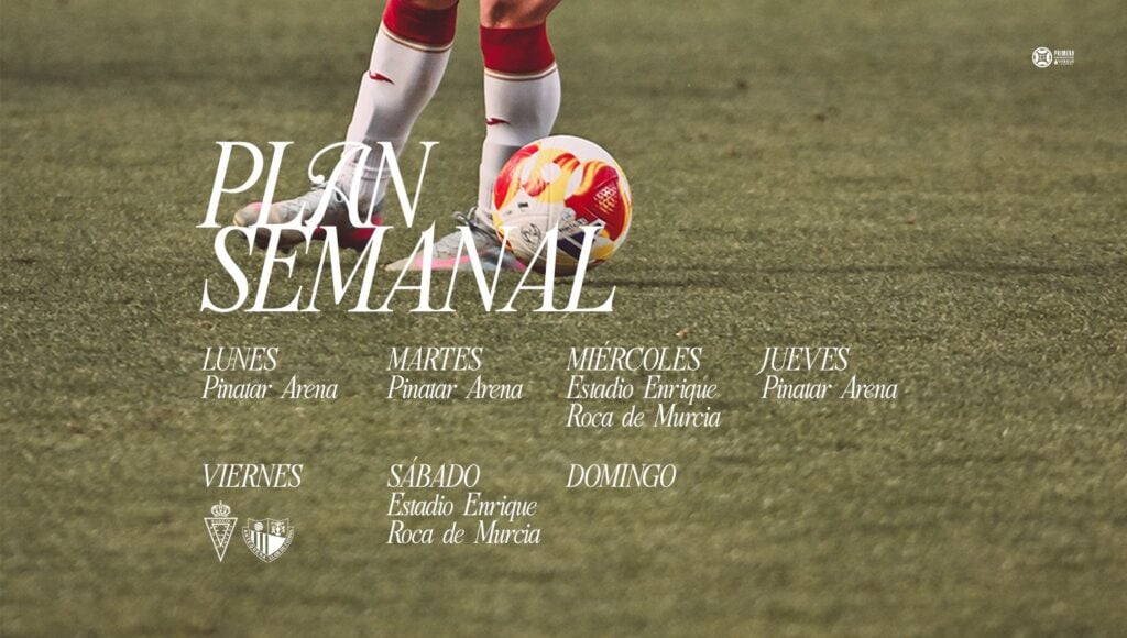 Plan semanal del equipo previo al partido ante el Antequera C.F.