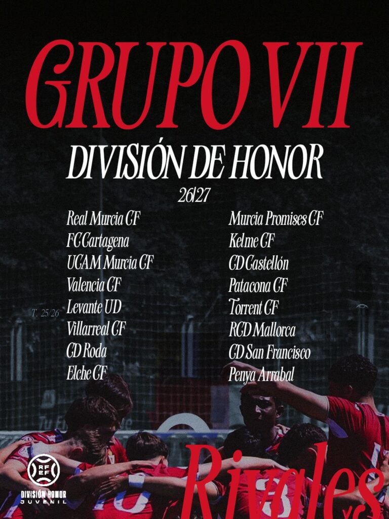 Así será el grupo VII de División de Honor Juvenil 2026/27 para la Cantera Grana