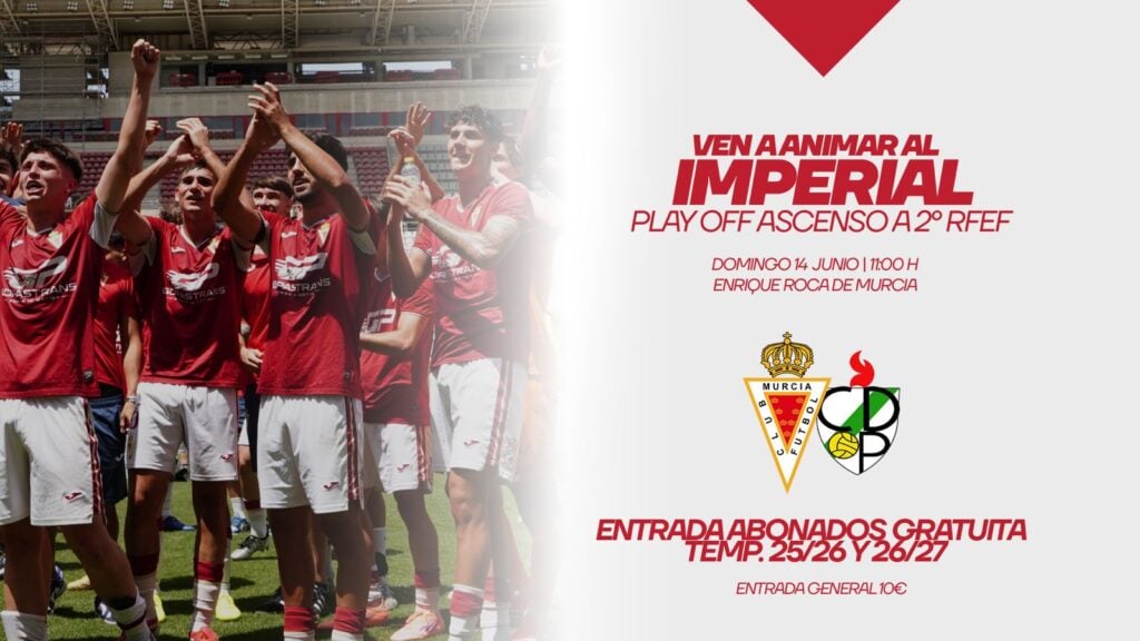 ¡Hoy juega el filial! Ven a animar al Imperial en el partido de ida de la final de los playoffs a Segunda RFEF