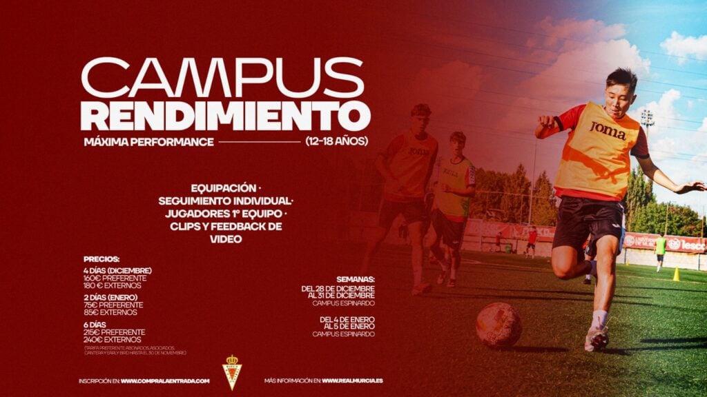Apúntate al Campus de Rendimiento de Navidad del Real Murcia