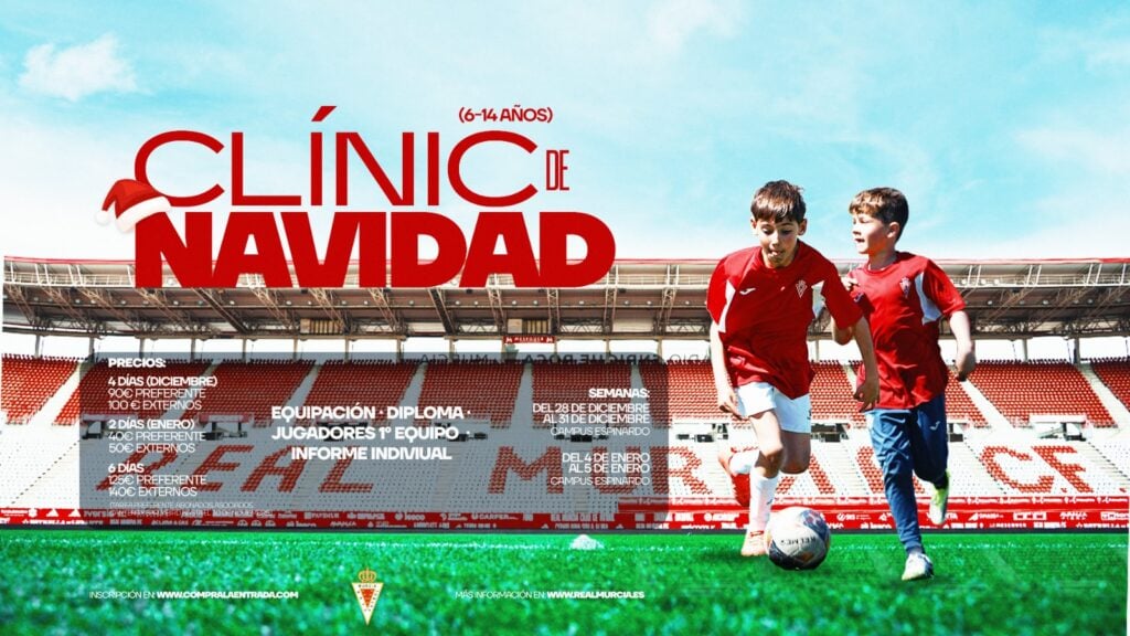 Abiertas las inscripciones para el Clínic de Navidad del Real Murcia 2026