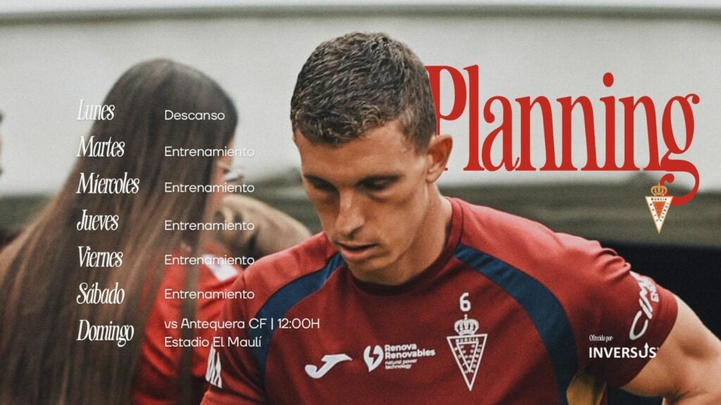 Plan de trabajo semanal del Real Murcia para enfrentarse al Antequera C.F.